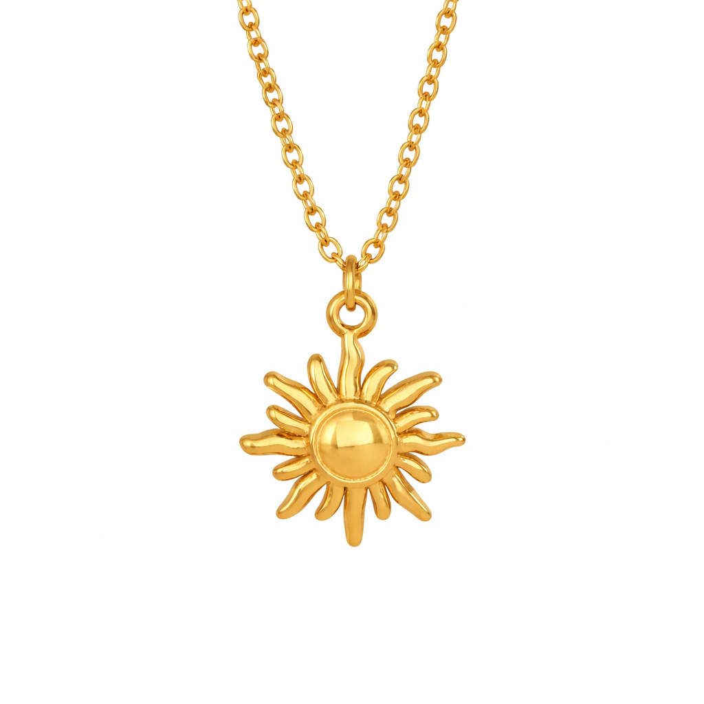 Gresk Sol Halskjede i Gullfarget Stål – Spiral Anheng 16"