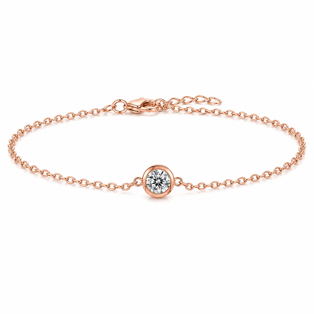 Moissanitt Boblearmbånd i Ekte 925 Sterling Sølv – 18K Roségullbelagt Armbånd