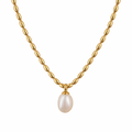 Perle Choker Halskjede – Ekte Perle & 18K Gull Detaljer i Titanium