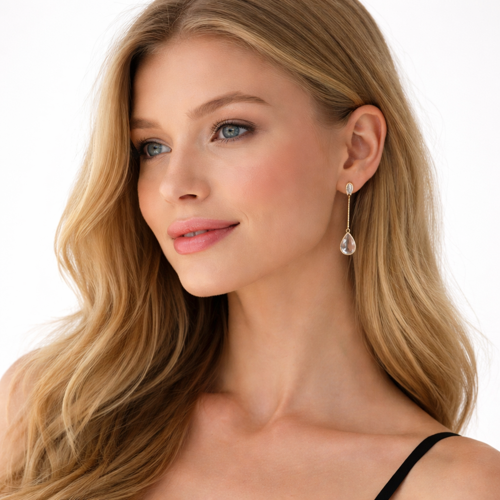 Delikate Gjennomsiktige Dråpeøredobber – Elegant og Moderne Dingle Design