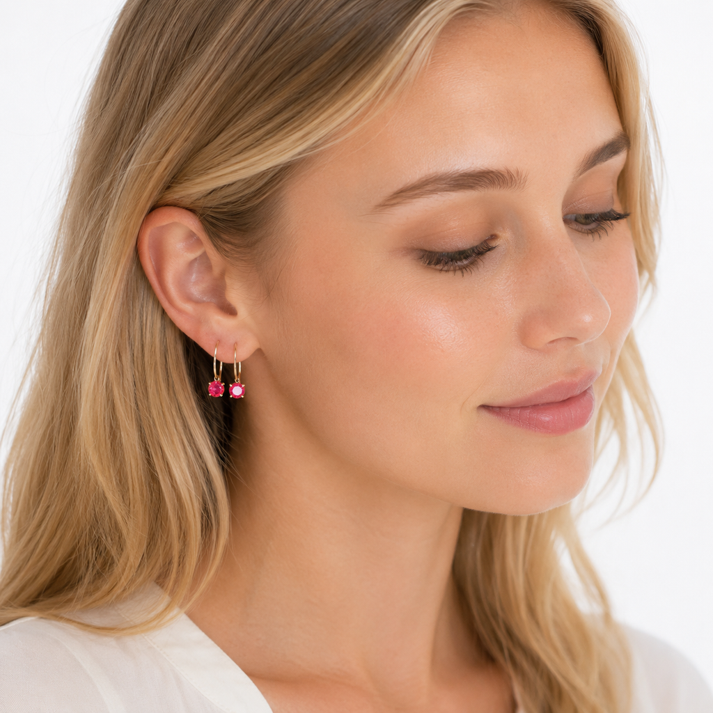 Rubinøredobber med 14K Roségullbelagt Finish – Elegante Øredobber for Dame
