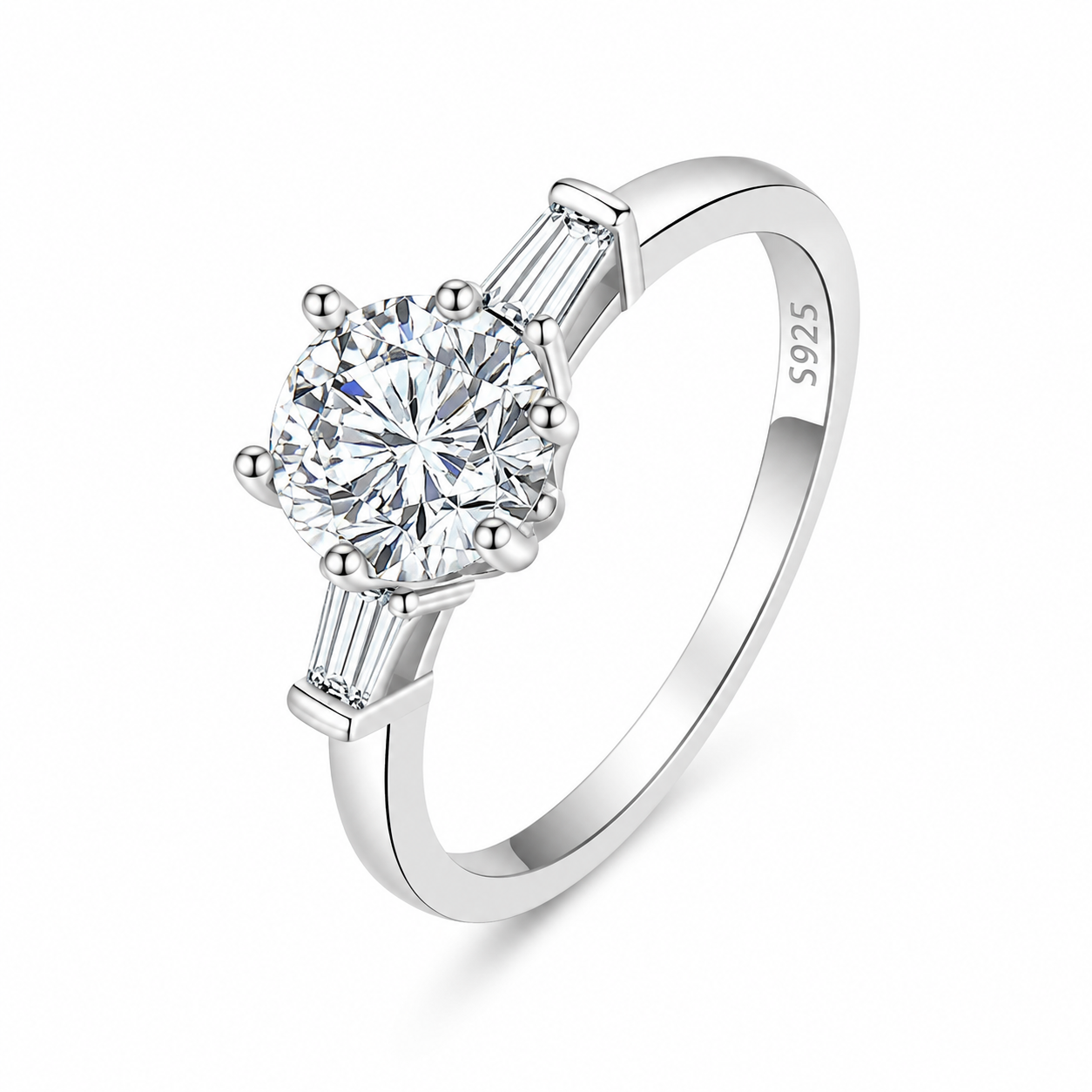 Hjerteformet Moissanitt Ring i 925 Sterling Sølv – Elegant Ring med Hjerteslipt Sten