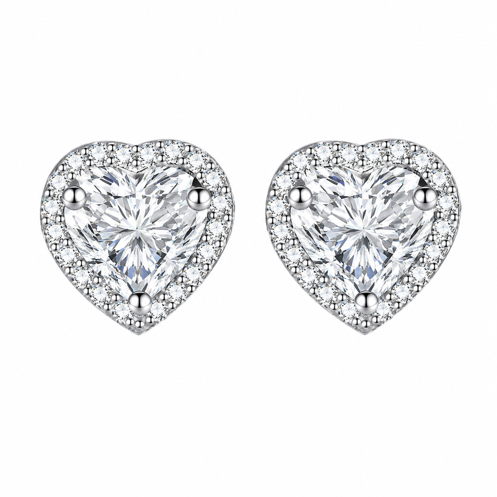 Hjerteformede Moissanittøredobber i S925 Sterling Sølv – 0,5–2 ct for Dame