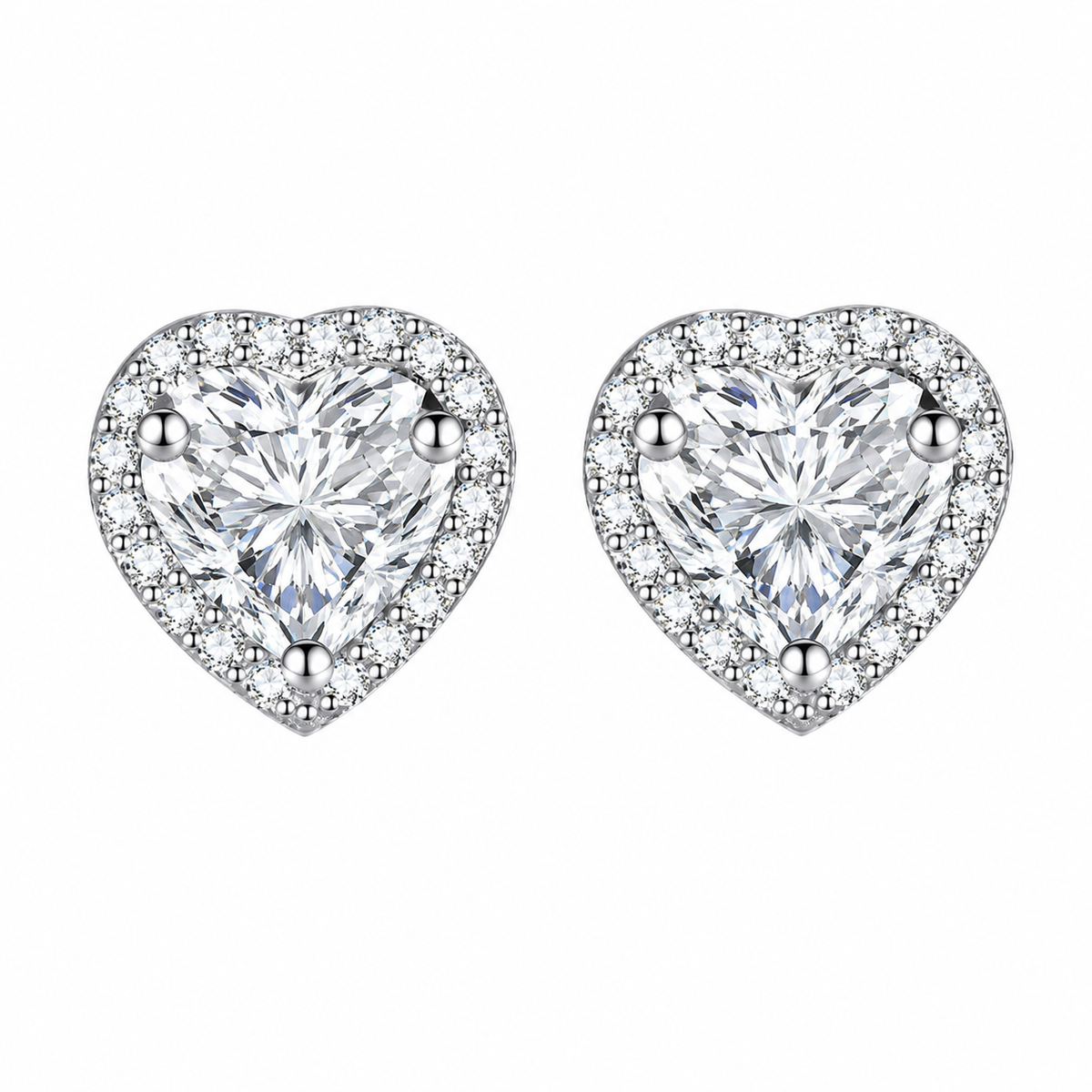 Hjerteformede Moissanittøredobber i S925 Sterling Sølv – 0,5–2 ct for Dame
