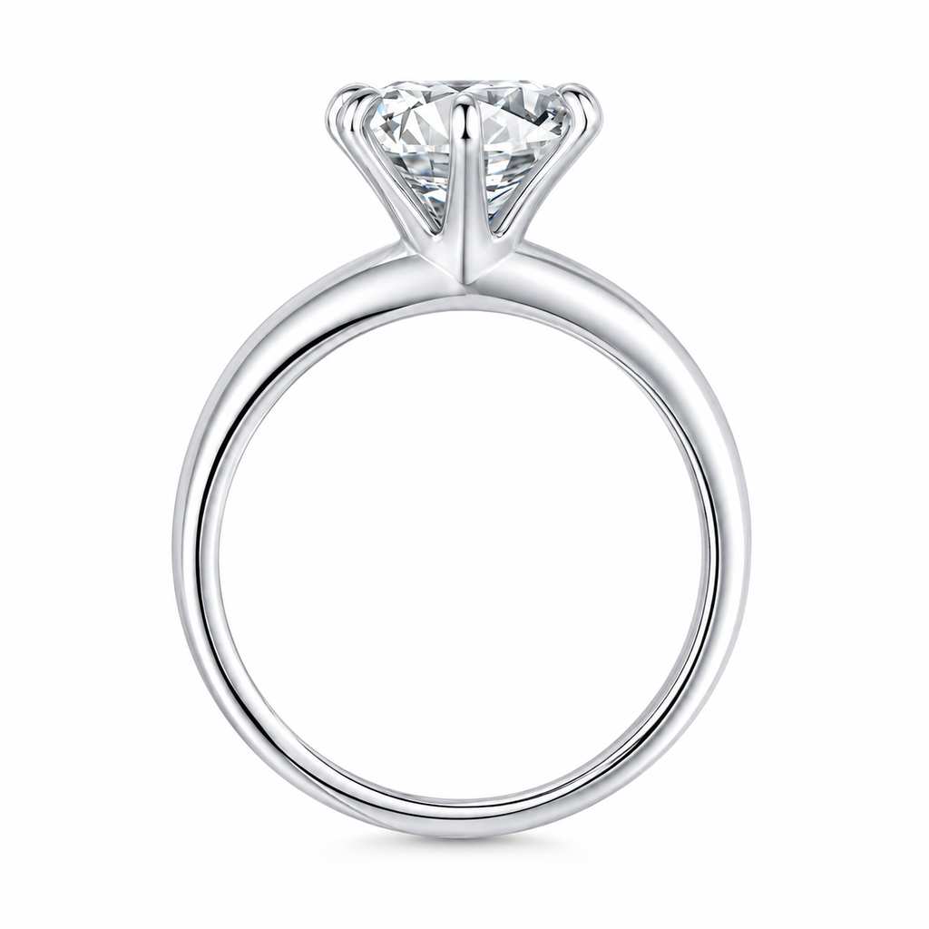 2 ct Moissanittring i 925 Sterling Sølv – D-farge VVS1 Kronering for Dame
