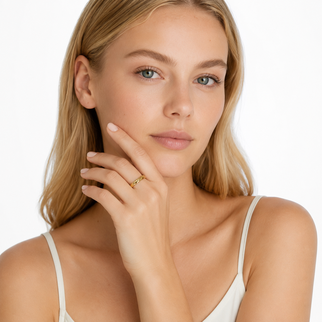 Bølget Ring i 18K Gullbelagt Rustfritt Stål | Elegant Ring til Dame