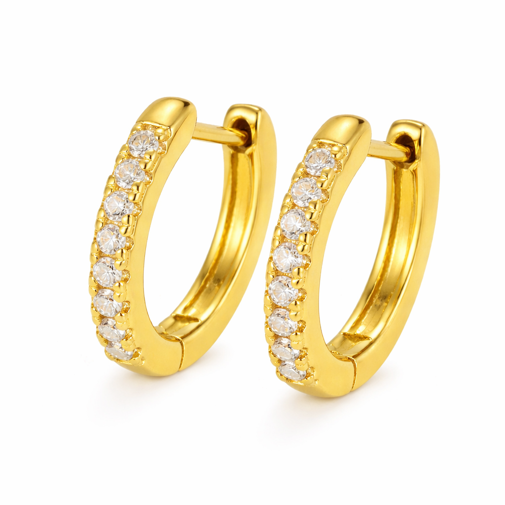 Huggie Hoop Øredobber med Moissanite – Gullbelagt Elegant Smykke med Sertifikat