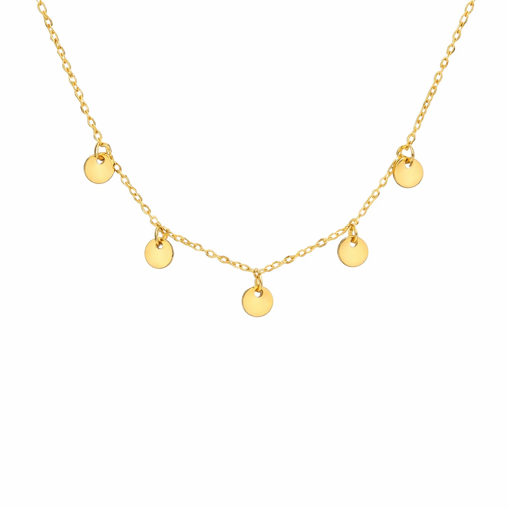 Minimalistisk Choker Halskjede med Rundt Anheng – Trendy Geometrisk Smykke