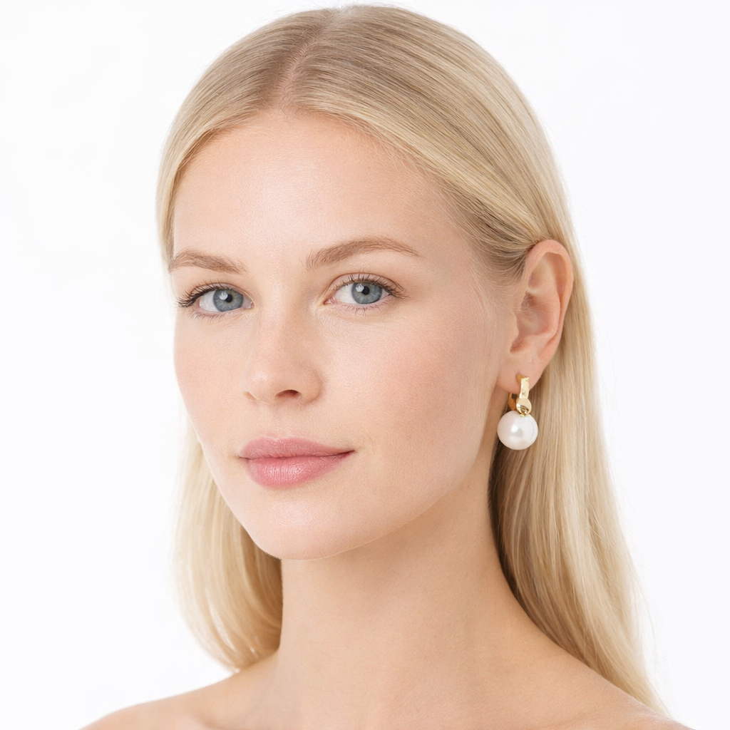 Perle Drop Øredobber i Gullfarget Design – Elegant Koreansk-inspirert Stil
