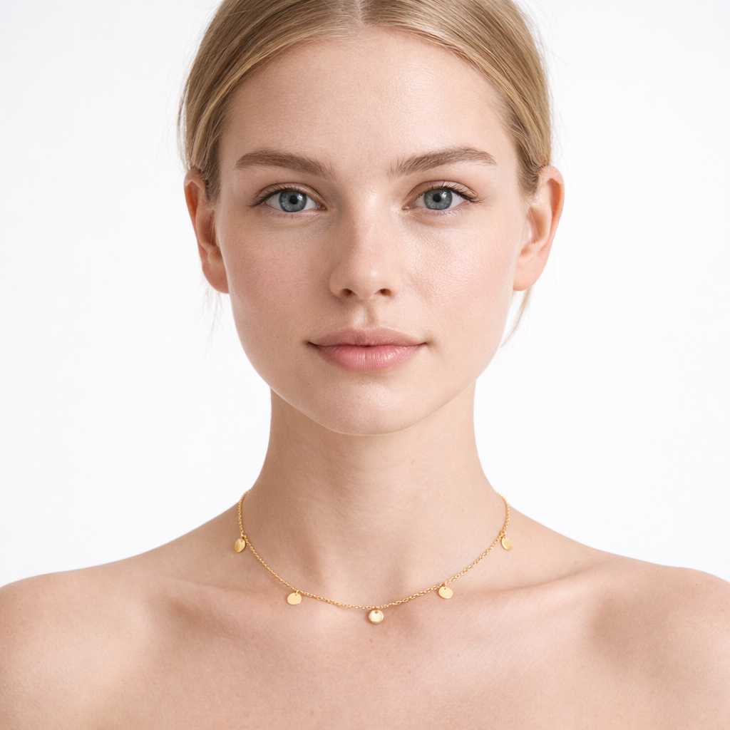 Rundt Anheng Halskjede i Gullbelagt Stål – Vannbestandig og Tidløst Design