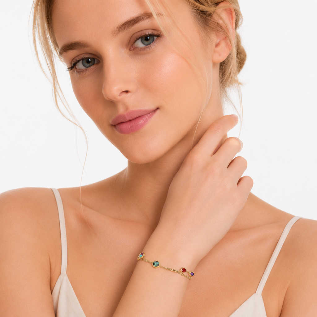 Armbånd i Ekte 925 Sterling Sølv – Bohemsk Lenkearmbånd for Dame