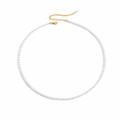 Perlehalskjede i Rustfritt Stål – 3 mm Hvite Imitasjonsperler | Elegant og Tidløs Collier til Dame
