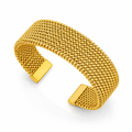 Vintage Gullfarget Cuff Armring – Flettet og Chunky Armbånd i Rustfritt Stål