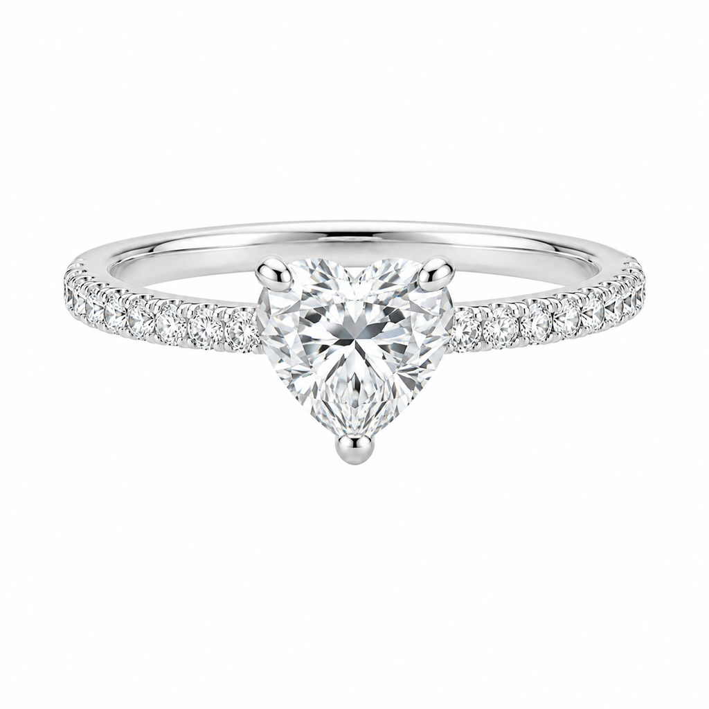 Hjerteformet Moissanittring i 925 Sterling Sølv – Elegant Ring til Dame