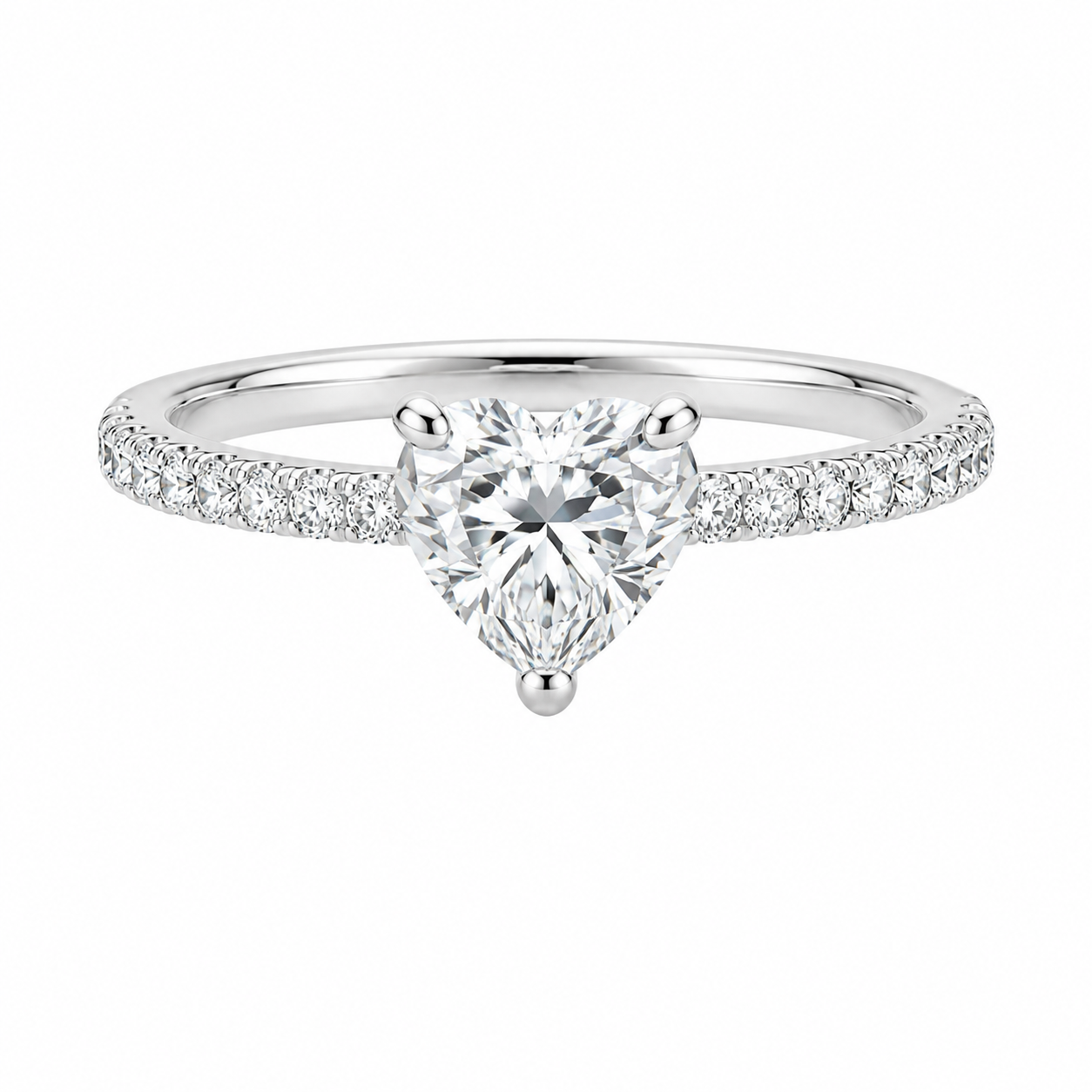 Hjerteformet Moissanittring i 925 Sterling Sølv – Elegant Ring til Dame