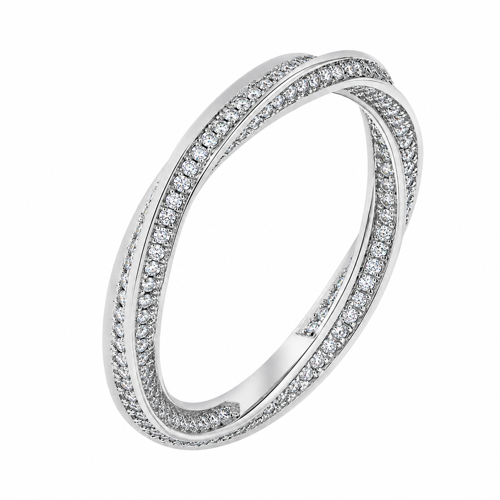 Moissanitt Eternity Ring i S925 Sterling Sølv – 18K Gullbelagt Helix Ring