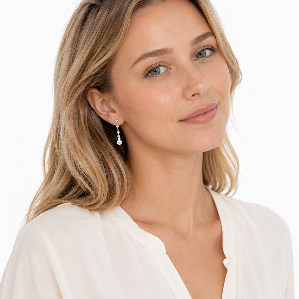 1 ct Moissanitt Dråpeøredobber i 925 Sterling Sølv – Lange Tassel-Øredobber for Dame