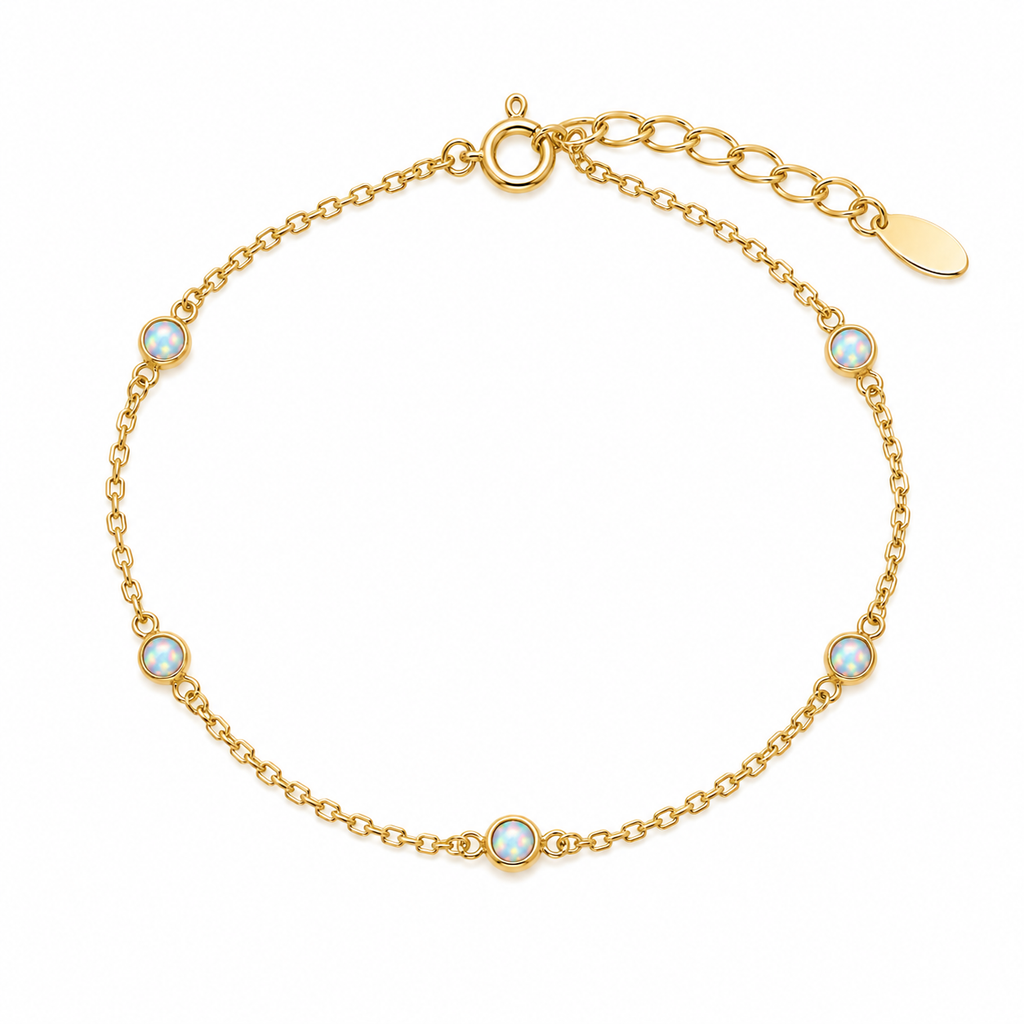 Delikat armbånd i 925 sterlingsølv med runde opaler