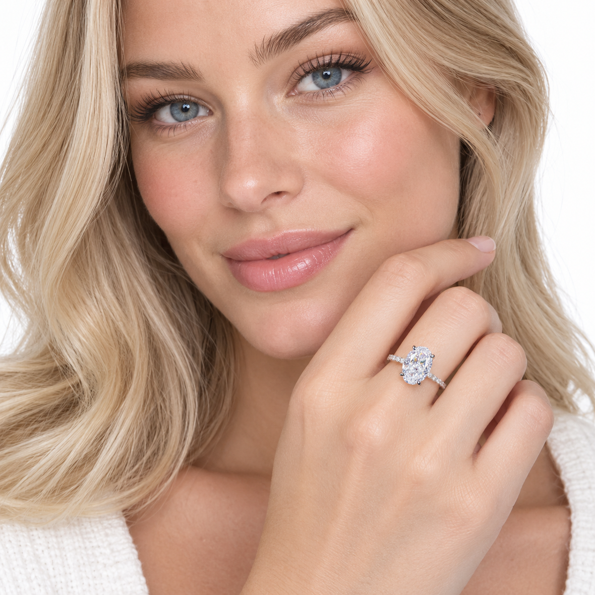 6 ct Labskapt Diamantring i 925 Sterling Sølv – Elegant Forlovelsesring for Dame