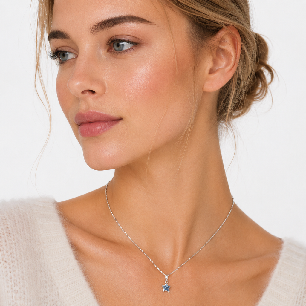 Blå Stjerne Halskjede til Dame – Y2K Kpop Clavicle Chain Smykke