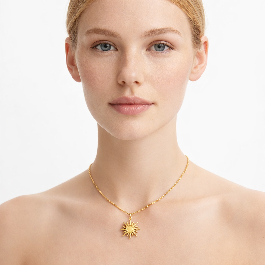 Sol Anheng Halskjede i Gullbelagt Stål – Vanntett og Trendy Design