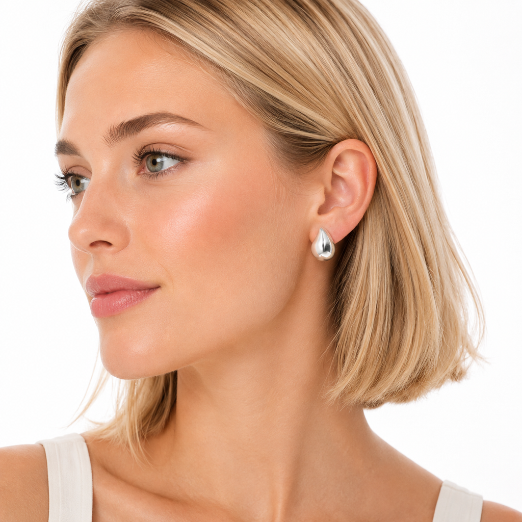 Dråpeøredobber i 925 Sterling Sølv for Dame – Elegante Water Drop Øredobber