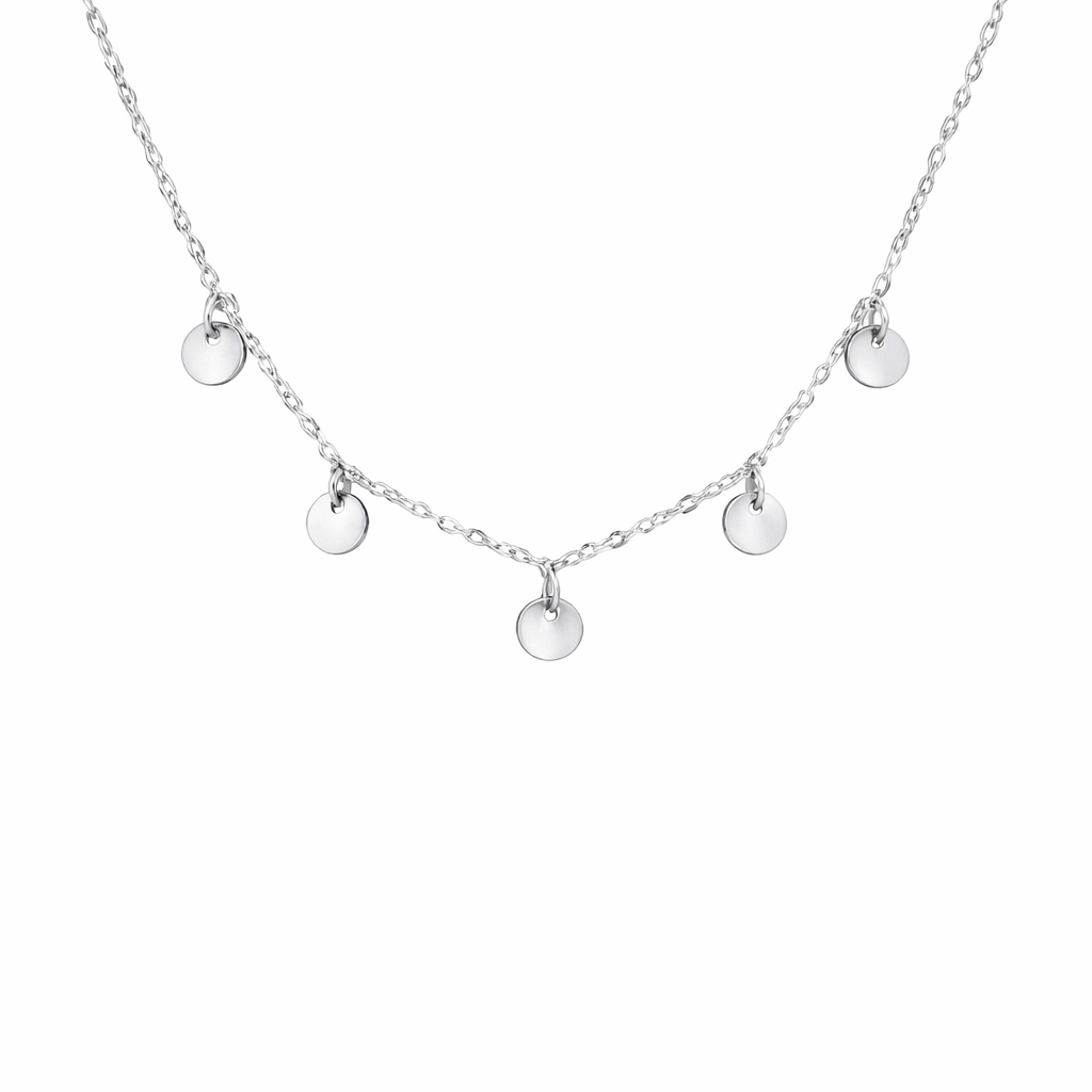 Minimalistisk Choker Halskjede med Rundt Anheng – Trendy Geometrisk Smykke