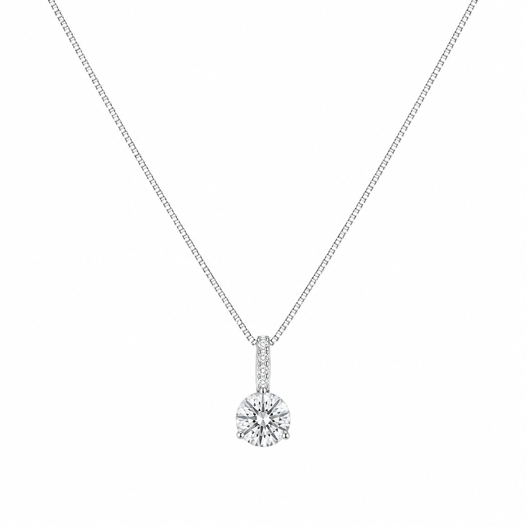 Dråpehalskjede i S925 Sterling Sølv med Zirkonia – Elegant Anheng for Dame