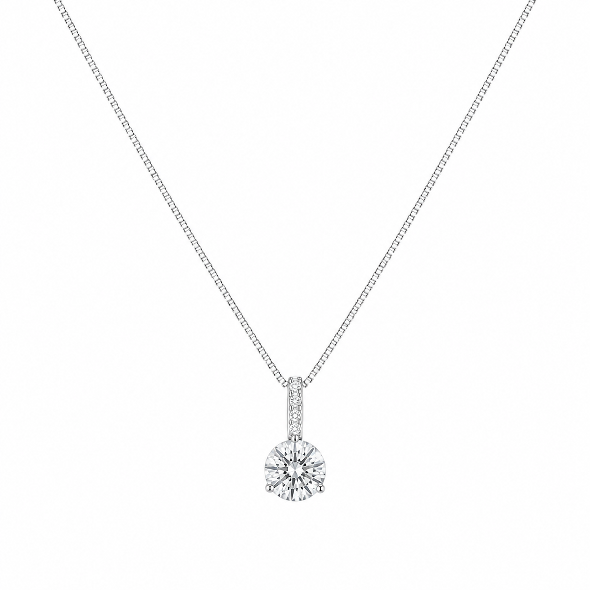 Dråpehalskjede i S925 Sterling Sølv med Zirkonia – Elegant Anheng for Dame