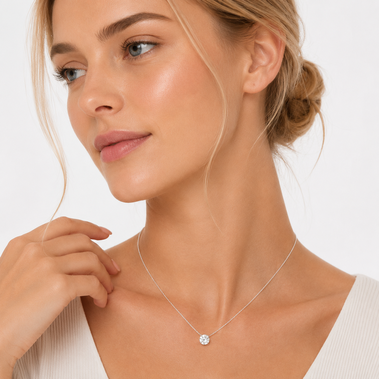 Solitaire Halskjede i 316L Rustfritt Stål | Zirkonia Anheng til Dame