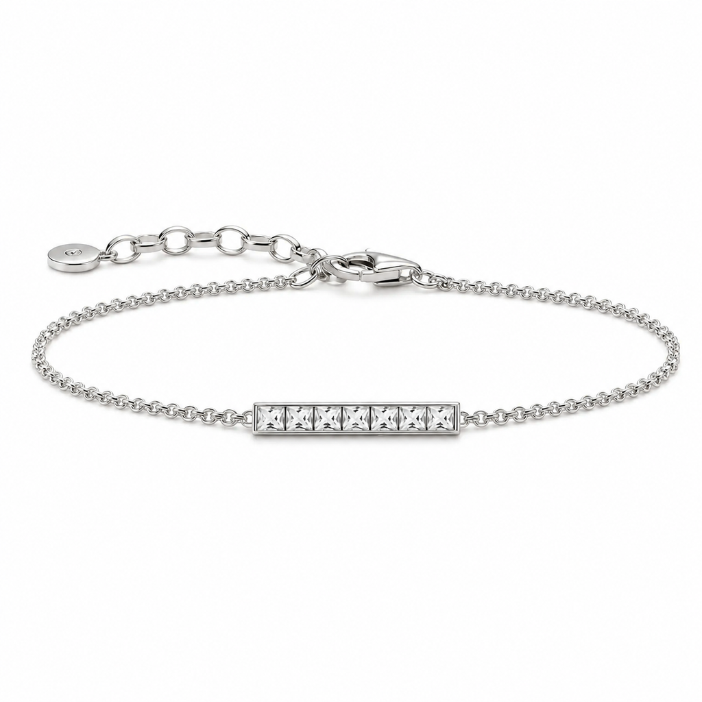 Kjedearmbånd i 925 Sterling Sølv med Hvit Zirkonia – Elegant Armbånd for Dame