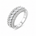 Moissanittring i 925 Sterling Sølv – Halv Eternity Ring med Marquise- og Rundslipte Stener