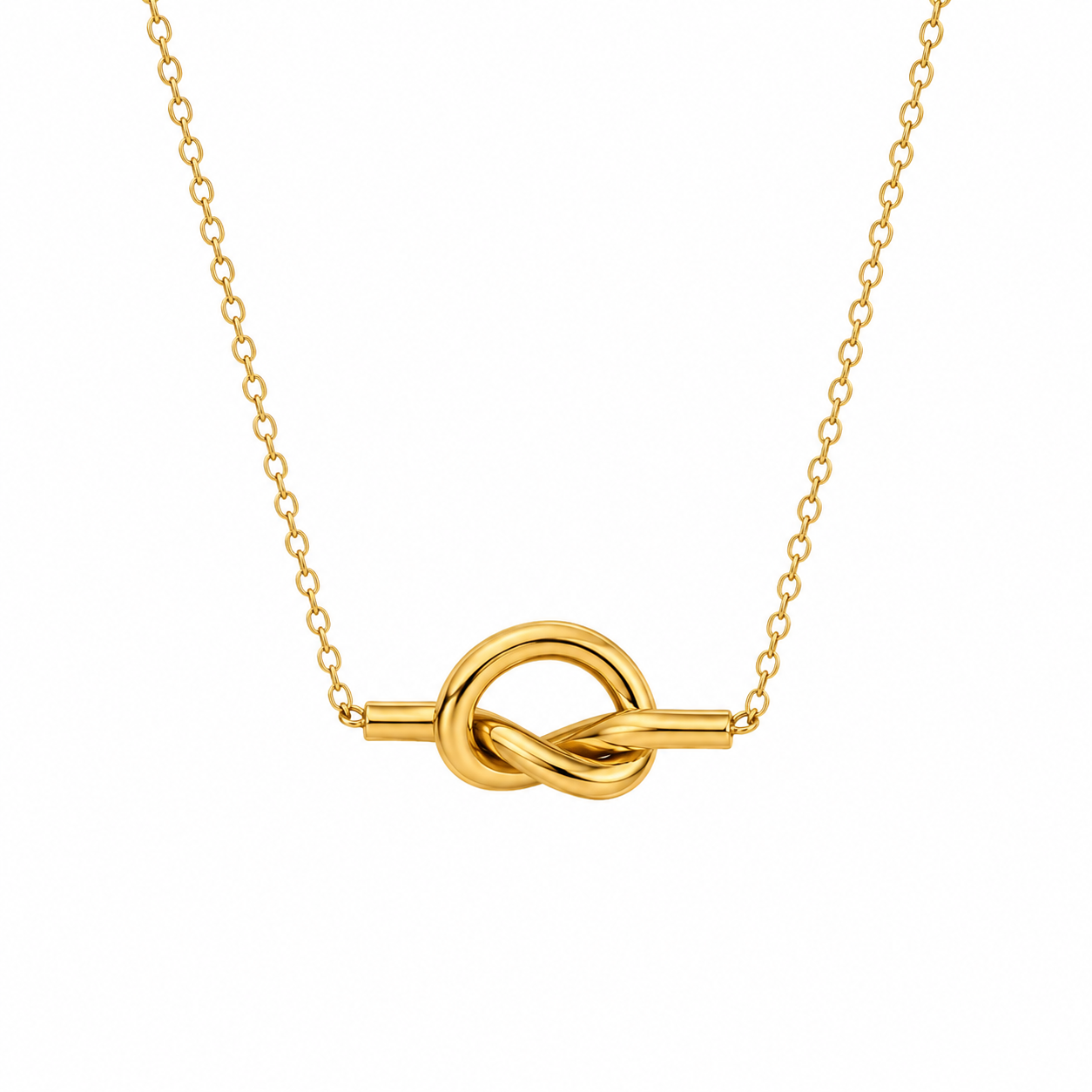 Gullfarget Knot Halskjede i 316L Rustfritt Stål – Elegant Choker til Dame