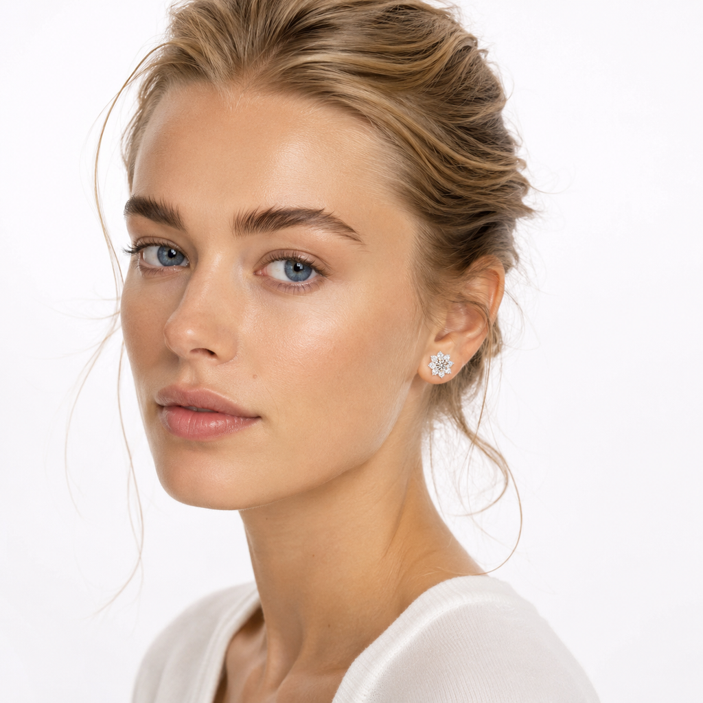 Moissanite Snøfnugg Øredobber i S925 Sølv – Elegante Ørestikker til Dame