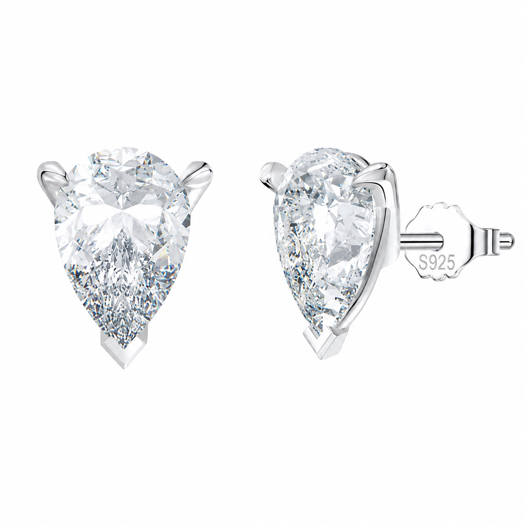 Dråpeformede Ørestikker i 925 Sterling Sølv – Elegante Zirkonia Øredobber
