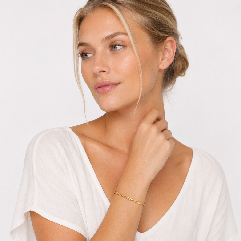 Lenkearmbånd til Dame – 18K Gullbelagt Statement Armbånd i Rustfritt Stål