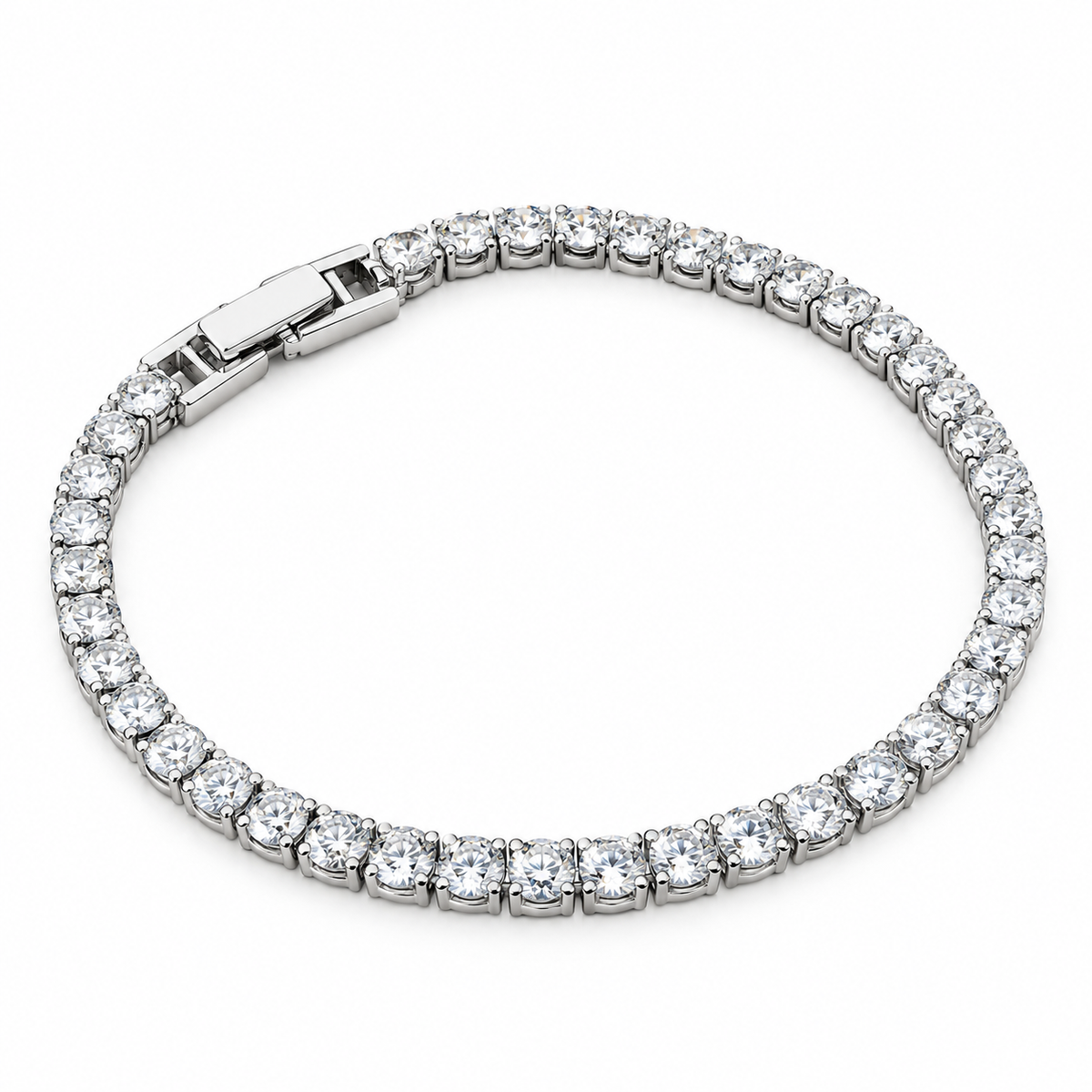 Elegant tennisarmbånd til dame med 4 mm zirkonia – rustfritt stål i gull- eller sølvfarge