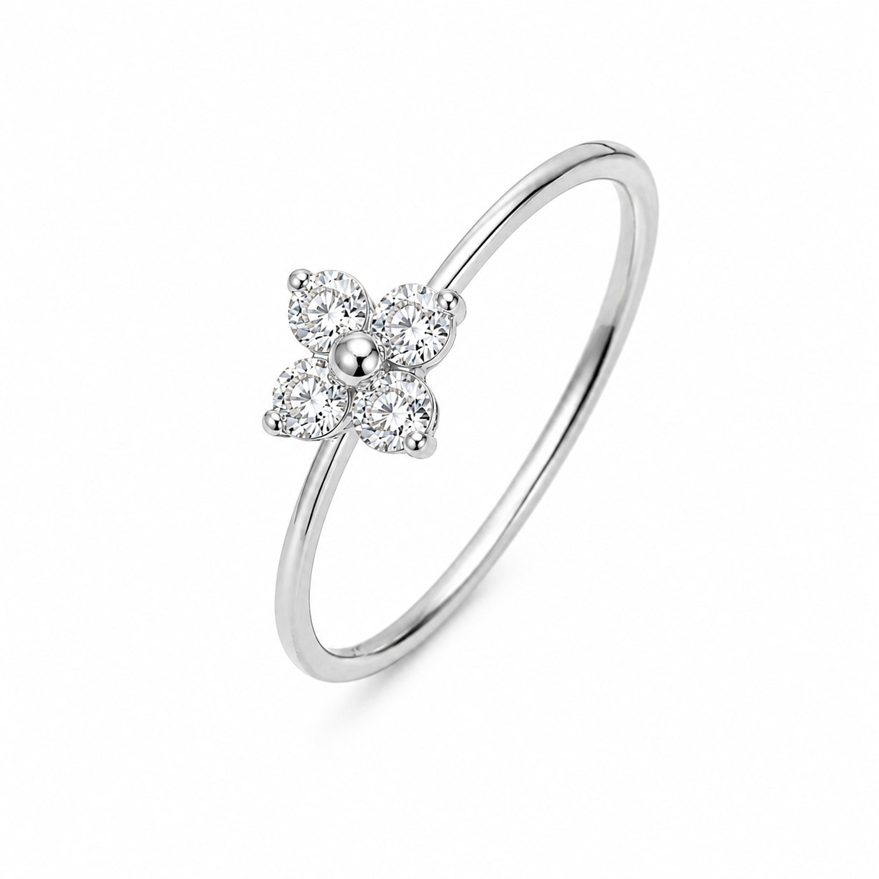 Blomsterring i 925 Sterling Sølv – Gullbelagt Ring med Glitrende Zirkonia