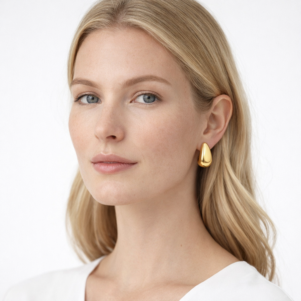 Chunky Dråpeformede Øredobber i Gull – Vintage Statement Øredobber