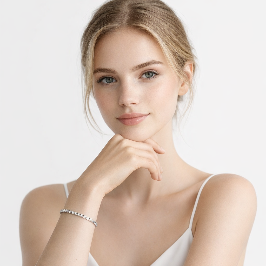 Tennisarmbånd med Zirkonia – Elegant Enkel Rad i Europeisk Stil