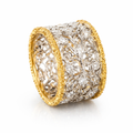 Tofarget Gull- og Sølvfarget Ring med Hulldesign – Elegant Koreansk Inspirert Statement Ring