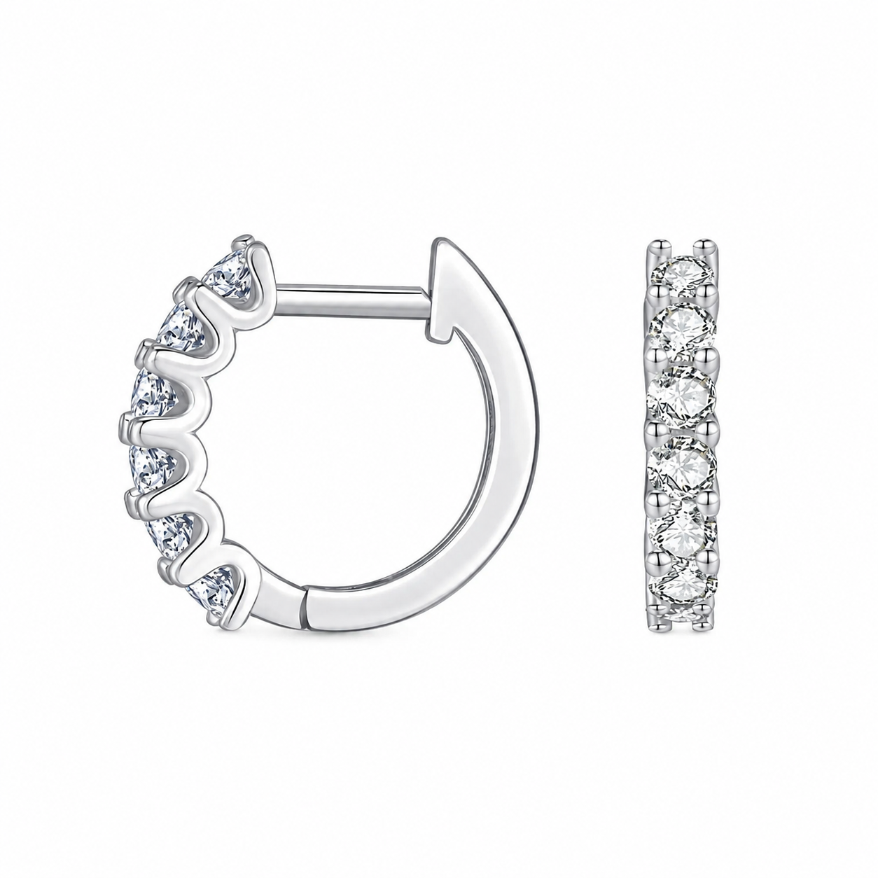 Moissanitt Hoop Øredobber i 925 Sterling Sølv – Elegante Små Creoler til Dame