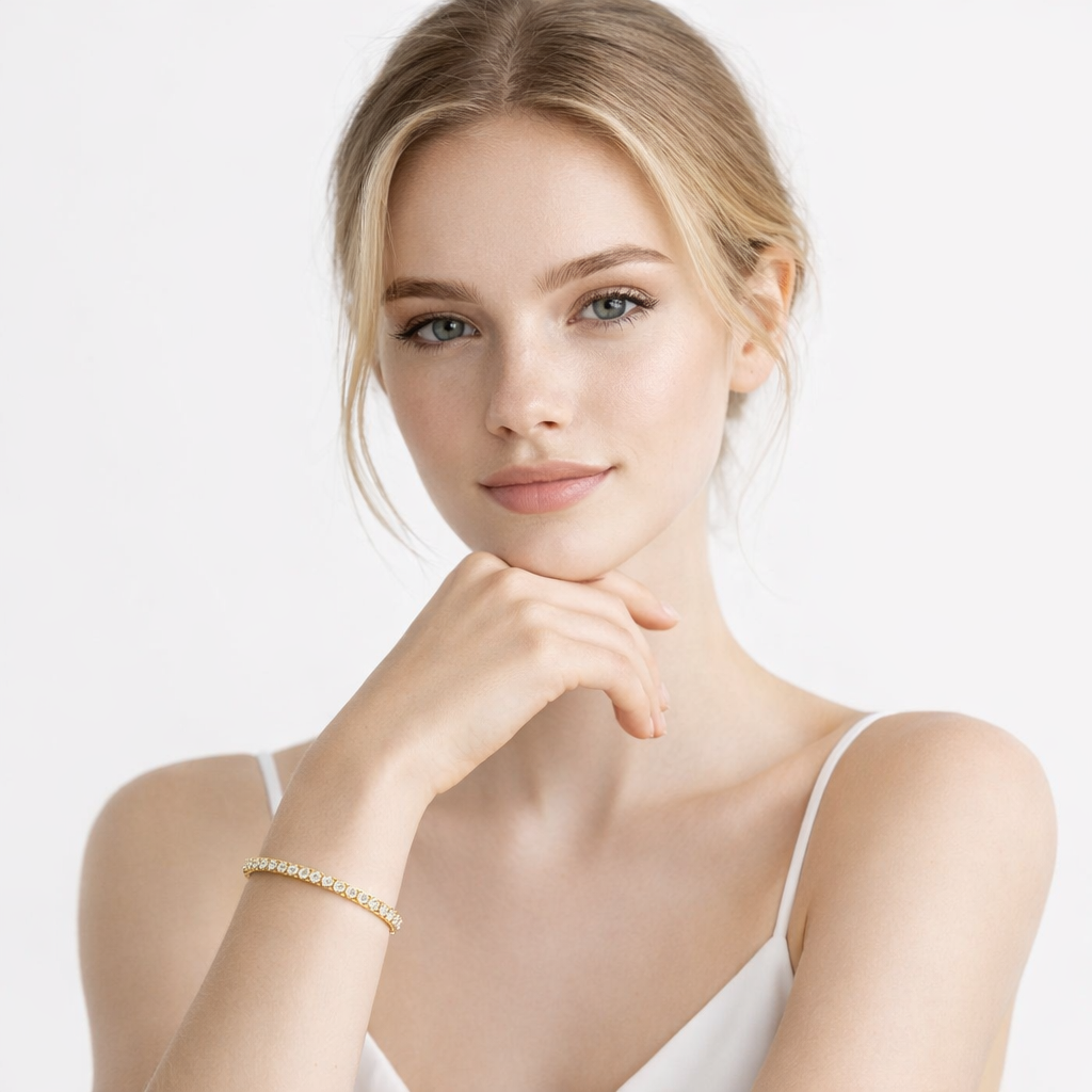 Tennisarmbånd med Zirkonia – Elegant Enkel Rad i Europeisk Stil