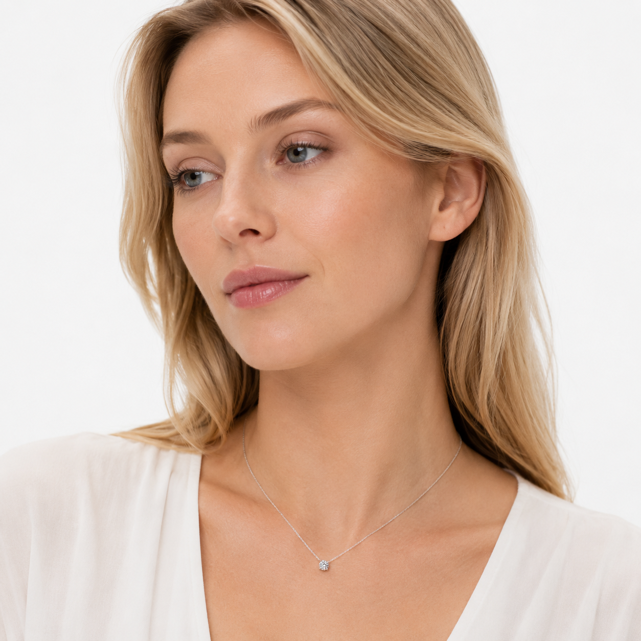 Moissanitt Solitaire Halskjede til Dame | Elegant Anheng i 5 mm eller 4 mm