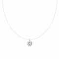 Halskjede med Rund Krystall – Transparent Choker med Enkelt Anheng for Dame