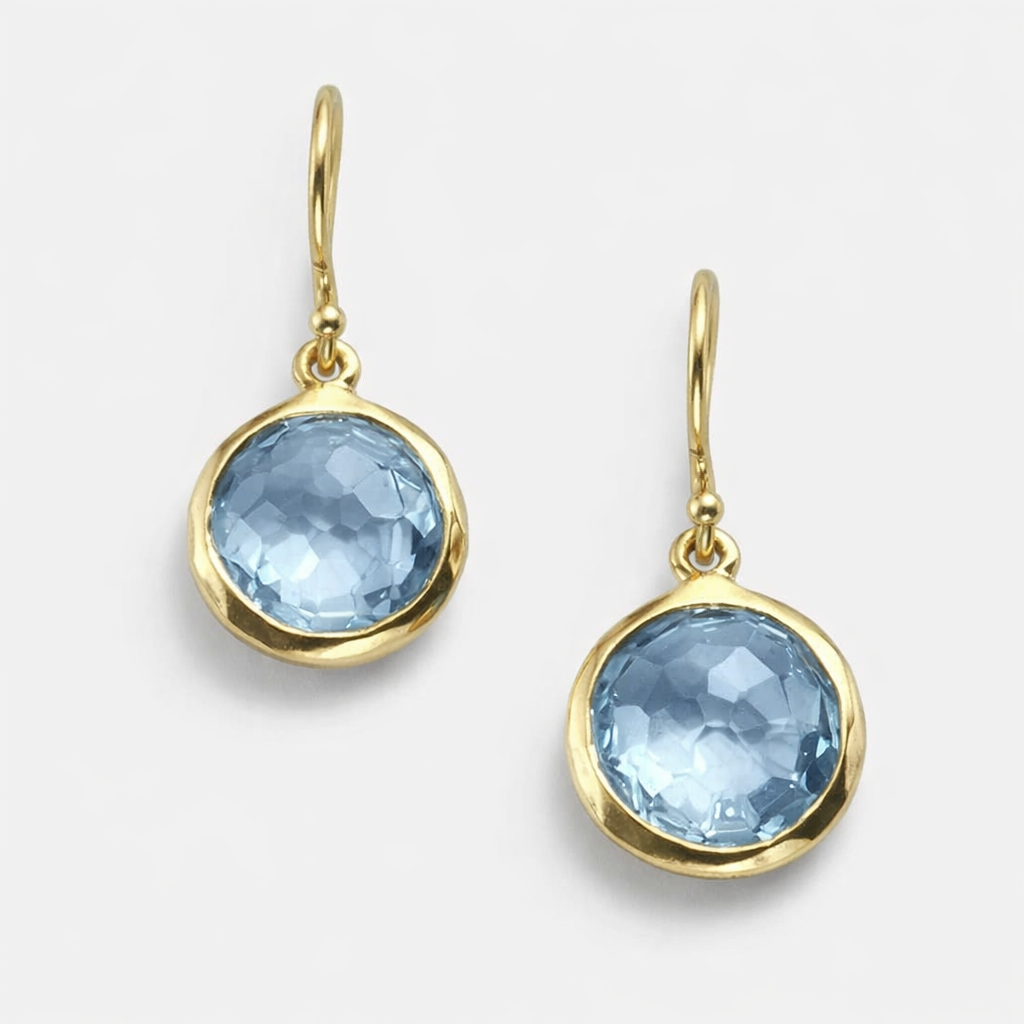 Minimalistiske Blå Runde Dingleøredobber – Delikat og Elegant Smykke for Kvinner