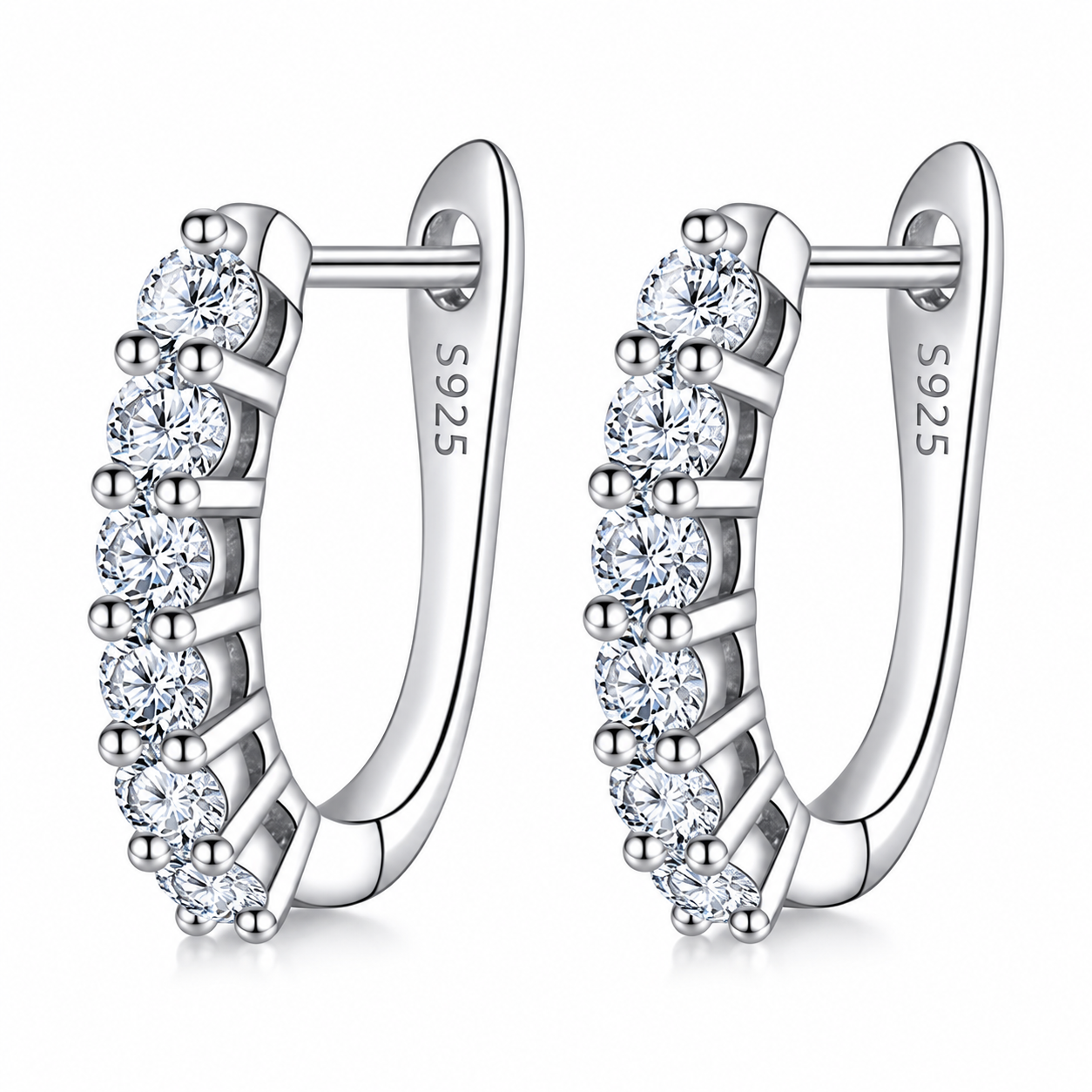 Moissanitt Øredobber i 925 Sterling Sølv – Elegante Øredobber med Glitrende Stener