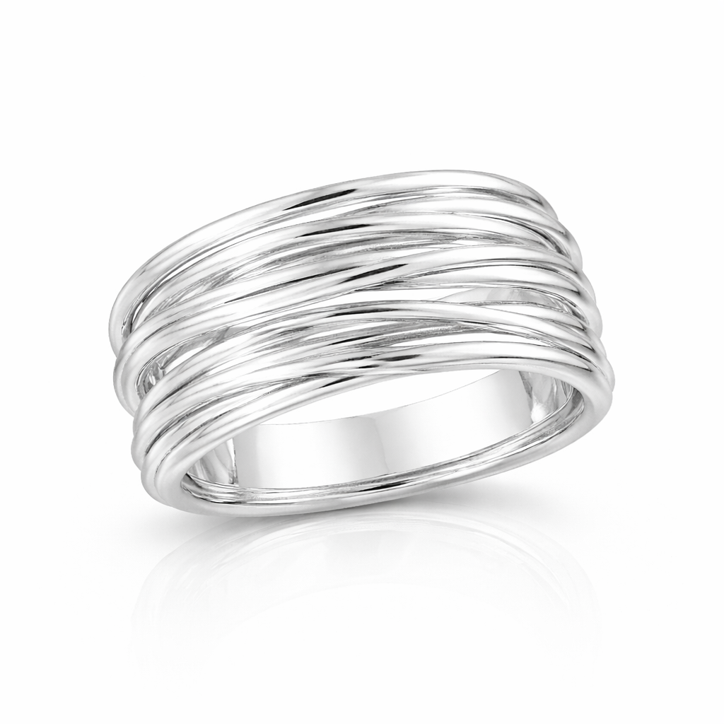 Geometrisk Ring i 925 Sterlingsølv – Håndlaget Gullfarget Statement Ring for Kvinner