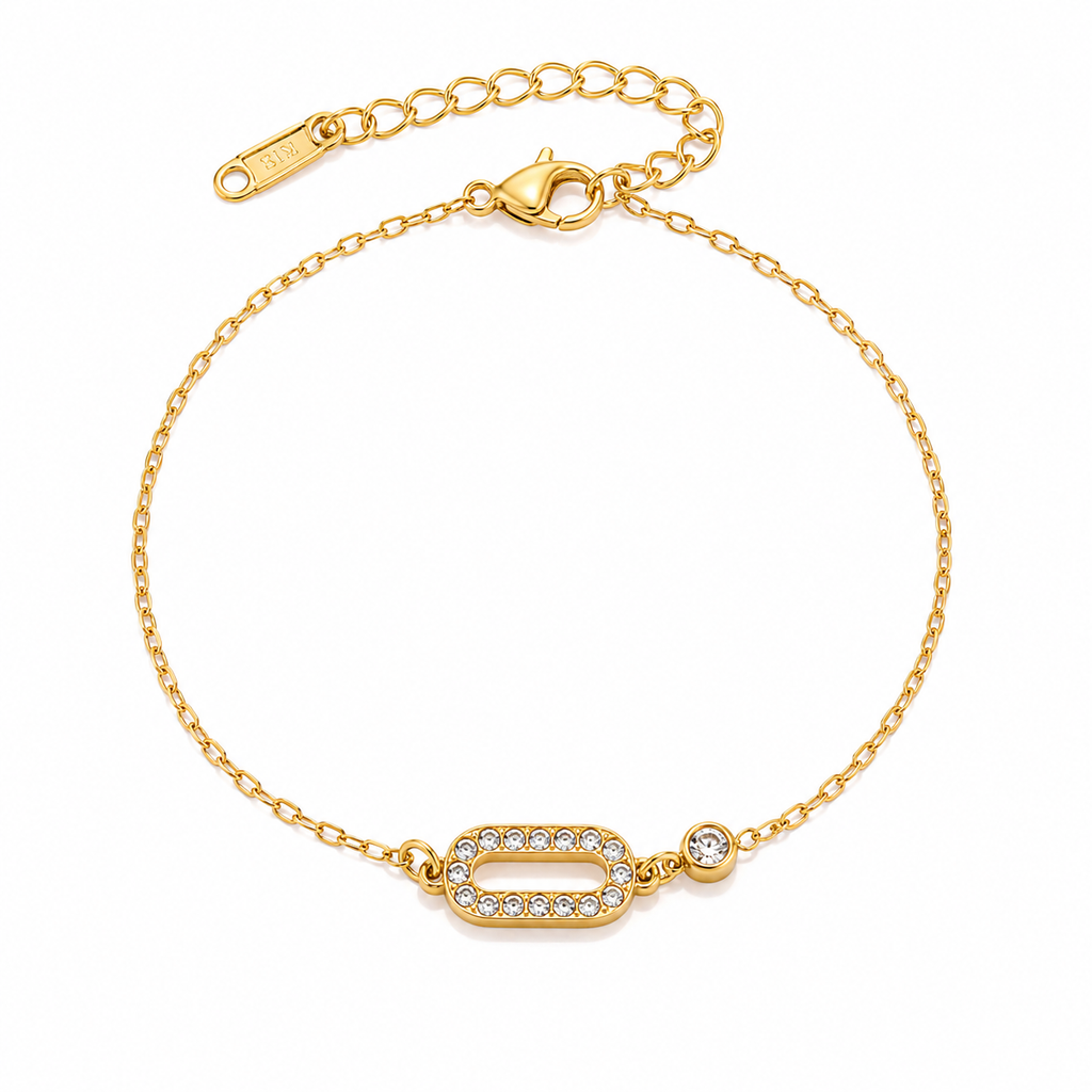 Armbånd med Zirkonia til Dame – 18K Gullbelagt Armbånd i Rustfritt Stål