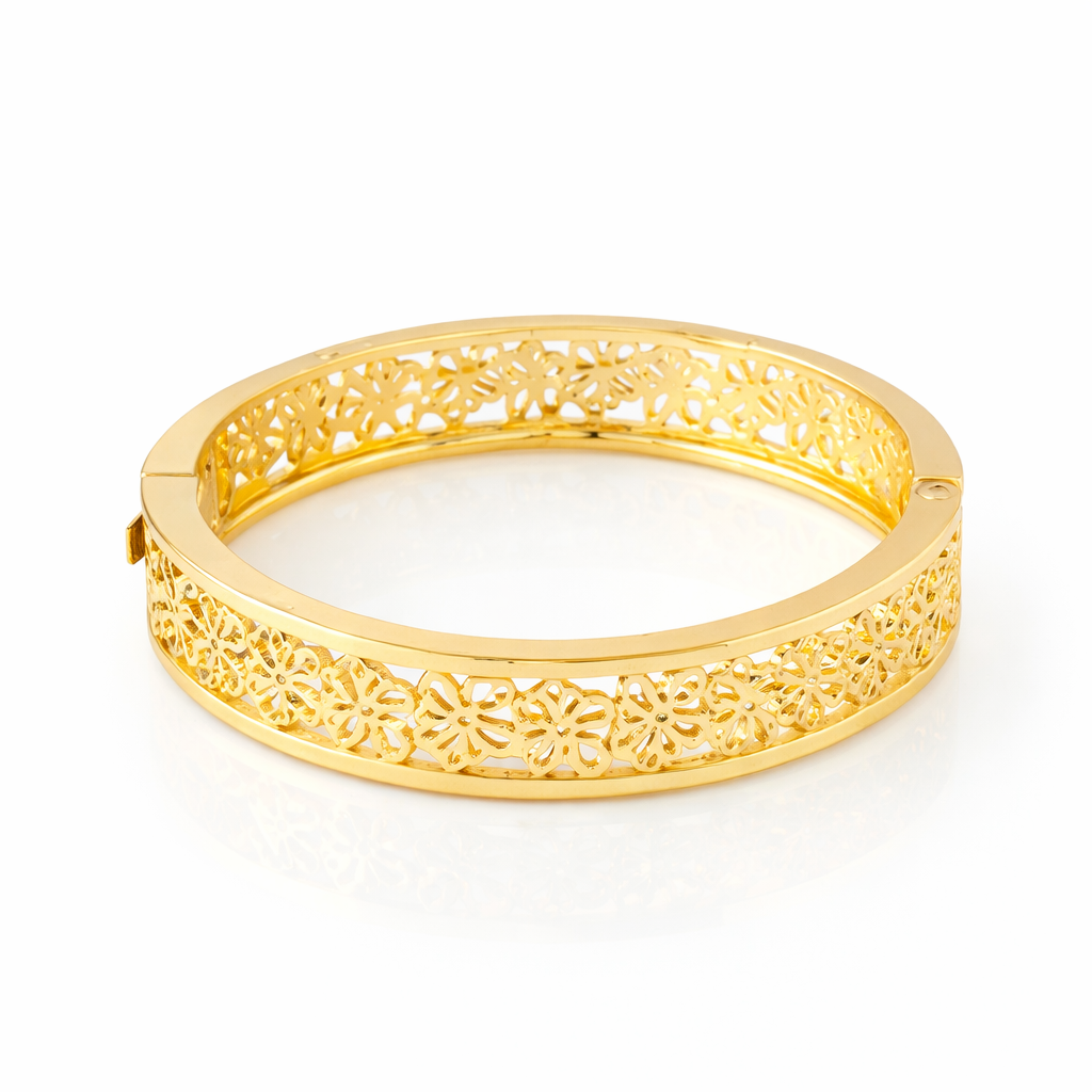 Gullfarget Fatima Armring – Luksuriøs Hulldesign med Elegant Spenne